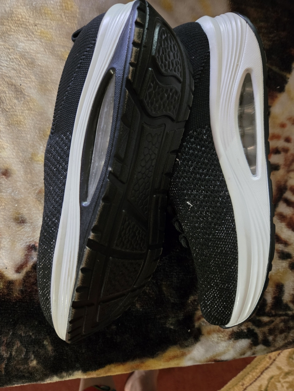 Black Knit  Sneakers with White Sole